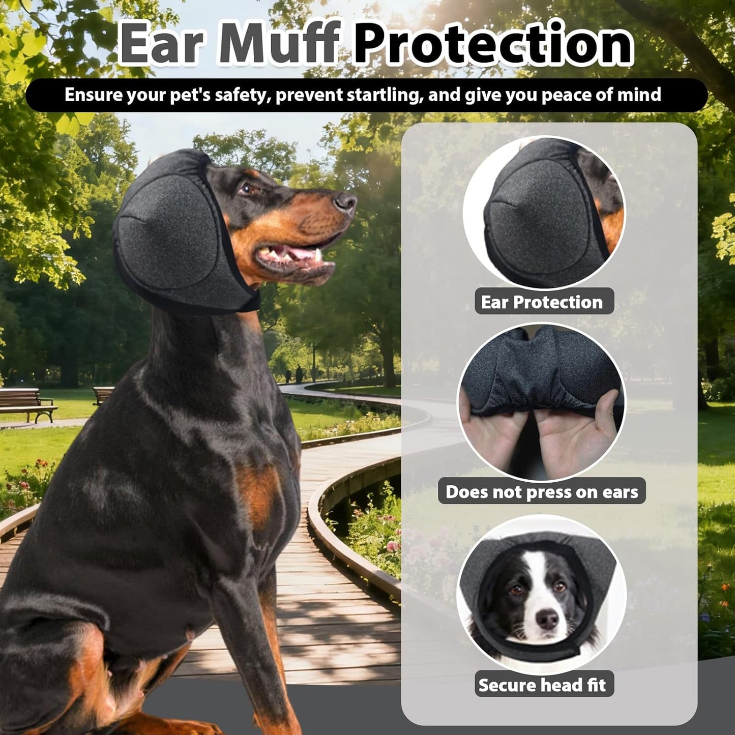 Adhiper Upgrade Dog Ear Muffs Wraps Noise Protection Quiet Ears, Elastic Waterproof Dog Ear Covers for Grooming, Bath, Drying, Swim & Anxiety Relief Reserved Ear Room Design (Gray/Small)