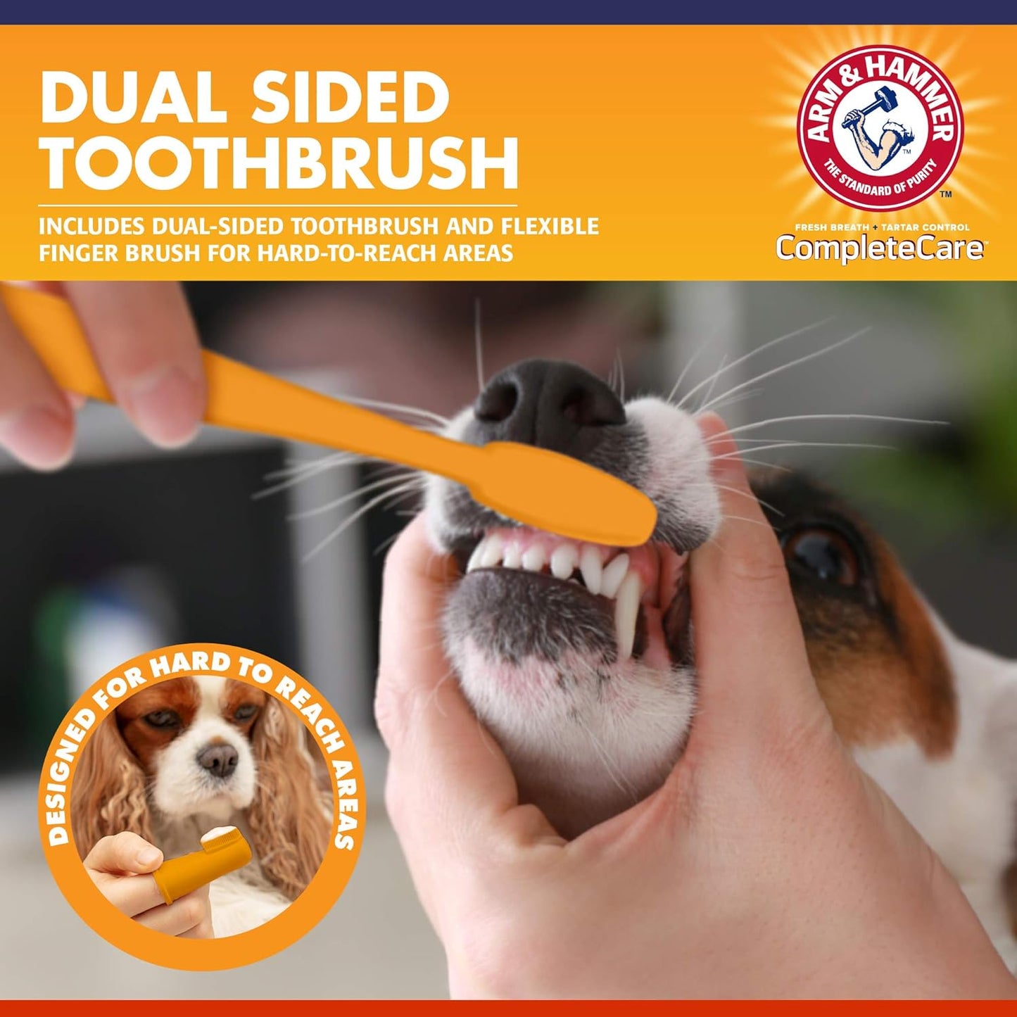 Arm & Hammer Complete Care Dog Dental Kit, Chicken Flavor Enzymatic Dog Toothpaste, Toothbrush, & Finger Brush, Baking Soda + Calcium, Enhanced Formula, 2.5oz