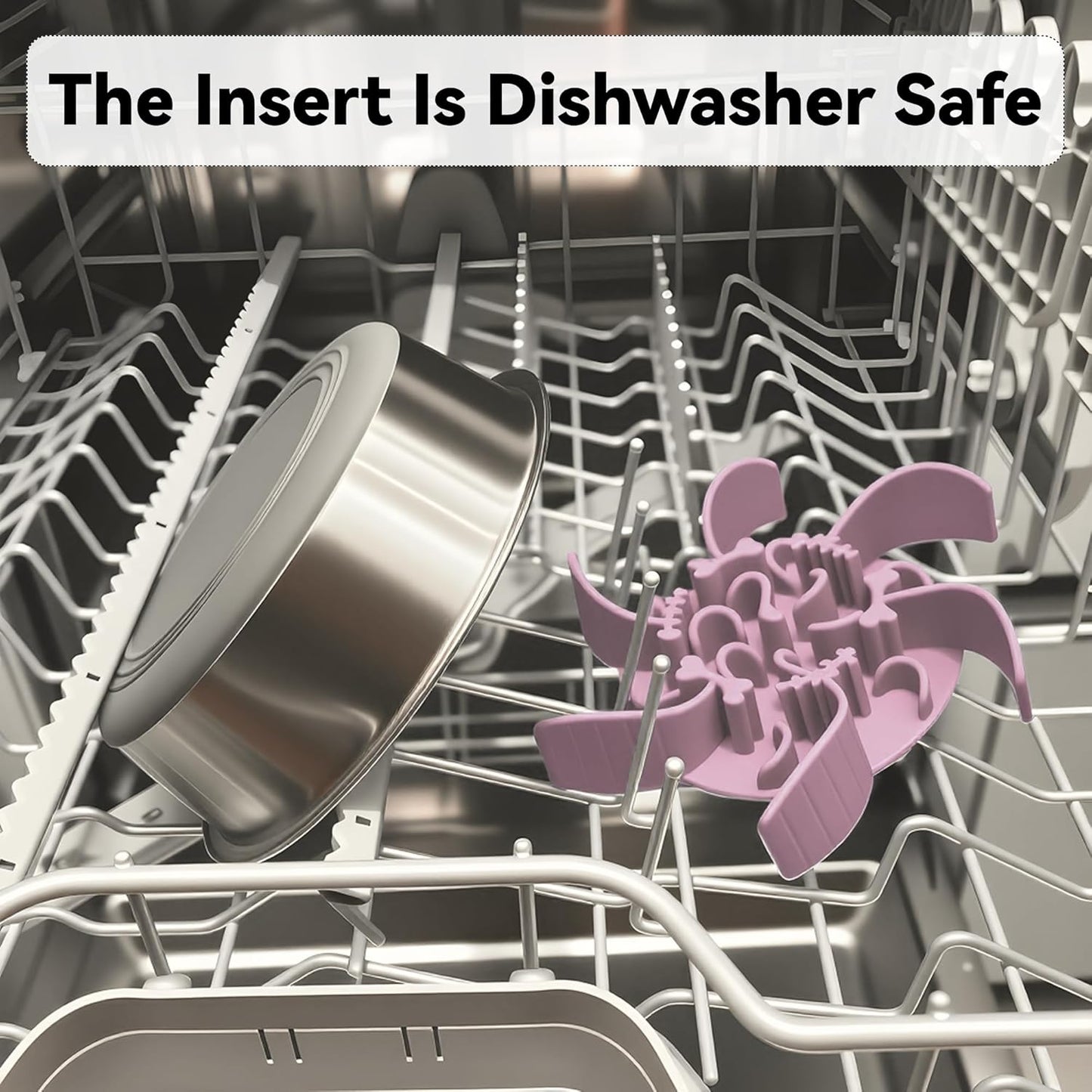 Slow Feeder Insert for 4.5"-7" Dog Bowl, Cuttable Silicone Maze with Suction Cups, Anti-Gulping Slow Eating Mat, Dishwasher Safe (Pink)