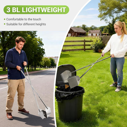 48" Metal Pooper Scooper for Large Dogs, Heavy Duty Stainless Steel Dog Pooper Scooper Large Opening Long Handle for Pet Waste Removal, Grass, Dirt, Gravel,Yard, Indoor, Outdoor