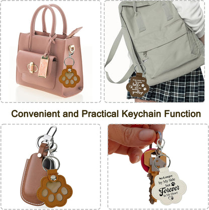 3 Pcs Pet Paw Keychain – Refillable Leather Paw Print Keepsake for Dog or Cat Hair, Transparent Pet Memorial Keychain with Compartment, Sympathy Gift for Pet Lovers, Fur Animal Ornaments Paw Shaped