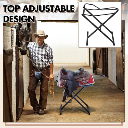 Duraaamo Foldable Car Saddle Rack 22" x 21" X16" Heavy Duty Portable Vehicle Saddle Stand Convenient Transport Suit English and Western Horse Tack Organizers Storage Supplies Display Trophy Saddles