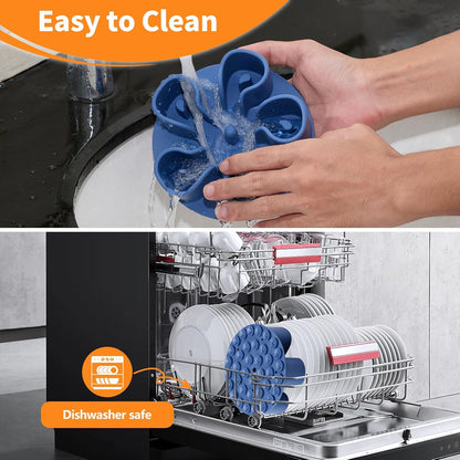 Slow Feeder Dog Bowls Insert, Bestalk Soft Silicone Slow Eating Dog Bowl Insert with Suction Cups for Small, Medium and Large Dogs(Darkblue M)