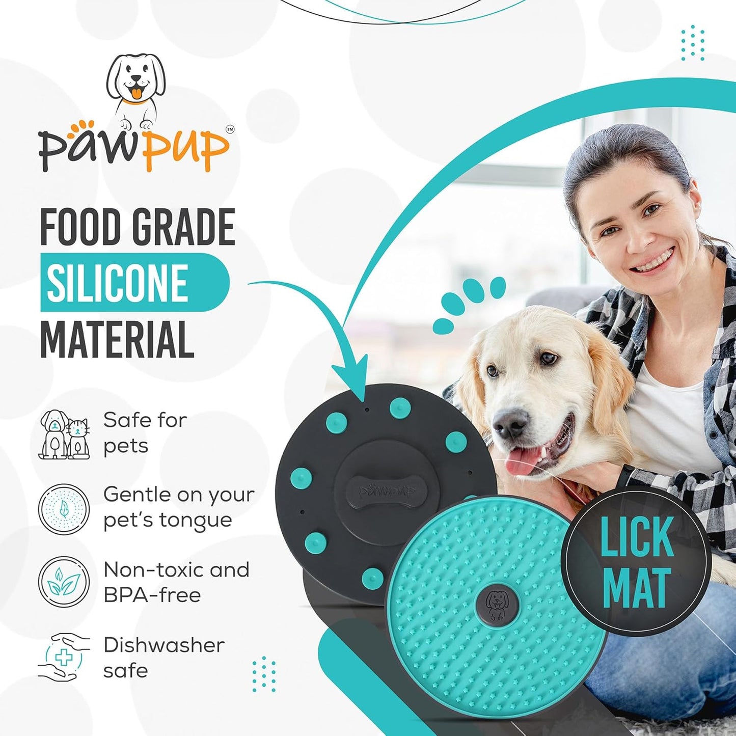 Lick Mat for Dogs - 8.2" Extra Large Dog Licking Mat, Slow Feeder for Anxiety Relief, Non-Slip, Crate Friendly, Easy to Clean, Perfect for Peanut Butter, Yogurt & Pumpkin Puree (Sea Green)