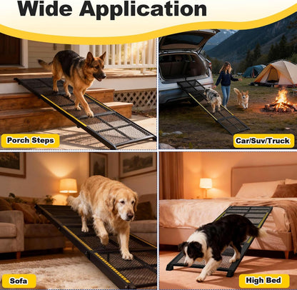 Dog Ramp for Car, 74" X 20"Outdoor Portable Dog Ramps for Truck, SUV, with Non-Slip Surface,Support Up to 250LBS,Pet Ramp for Medium & Large Dogs