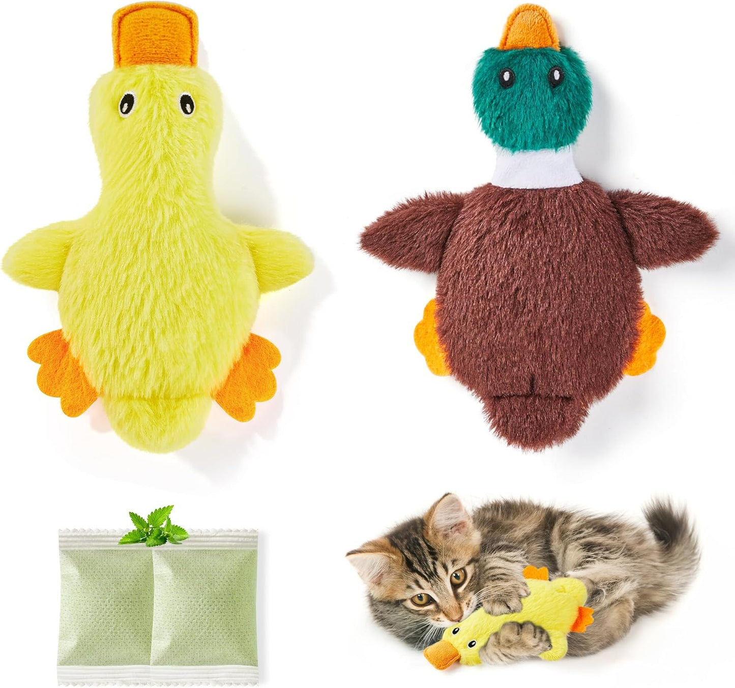 Potaroma Cat Toys Catnip Crinkly Sound 2 Pcs, Mess-Free Stuffless Kitten Toy, Durable Feline Bite Interactive Kicker Toys for Cat Indoor Exercise 6.5 Inches