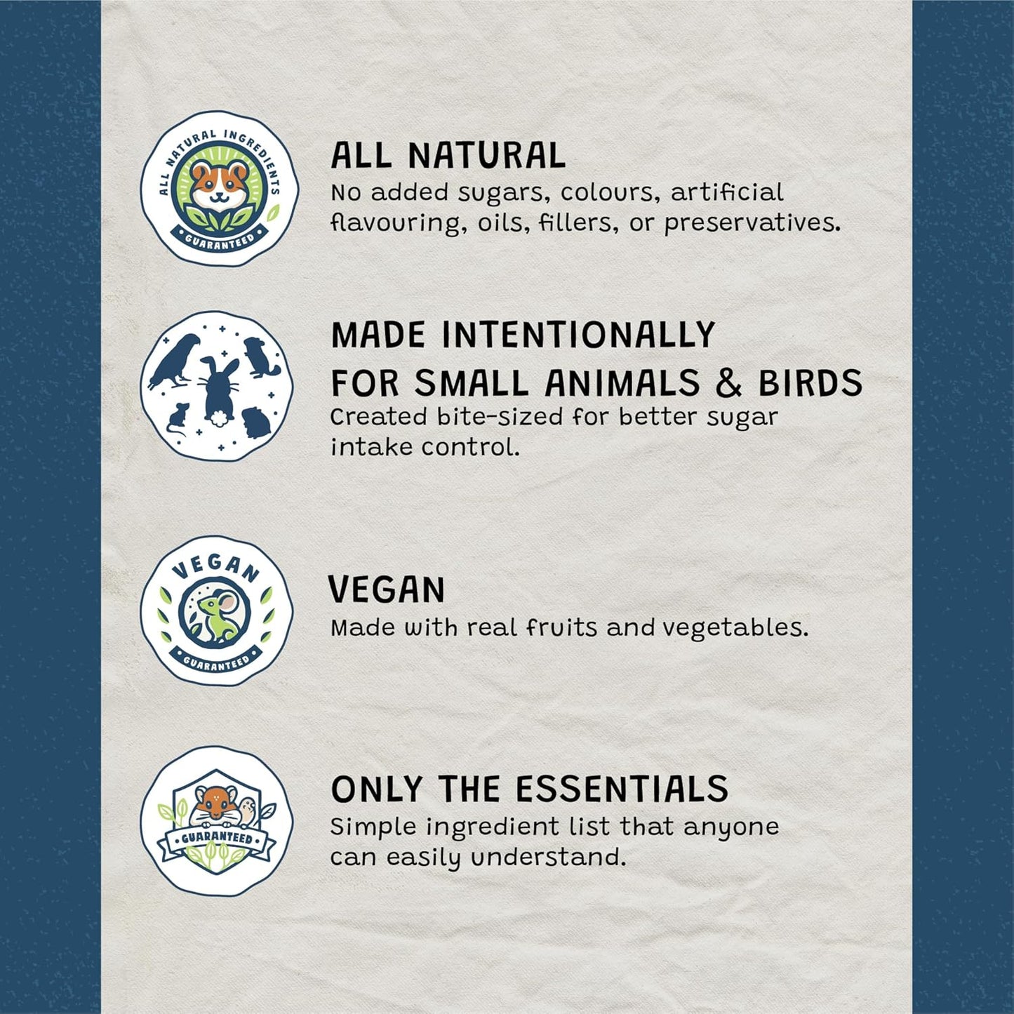 Treats, 100% All Natural Mini Bites for Rabbit Hamster Guinea Pig Chinchilla Pet Rat Mice Gerbil Bird Healthy Enrichment Bonding Rewarding Training Nature's Bites Variety Pack 50g