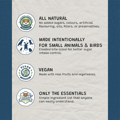 Treats, 100% All Natural Mini Bites for Rabbit Hamster Guinea Pig Chinchilla Pet Rat Mice Gerbil Bird Healthy Enrichment Bonding Rewarding Training Nature's Bites Variety Pack 50g