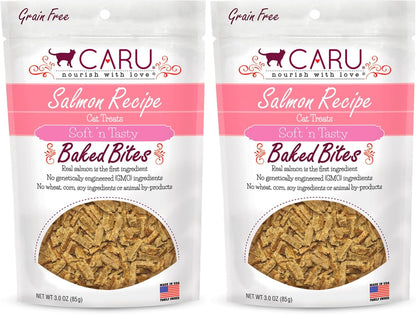 Caru - Soft ‘n Tasty Baked Bites - Salmon Bites Cat Treats - Flavorful All-Natural Treats - 3 oz. (Pack of 2)