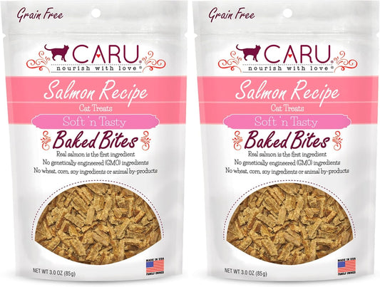 Caru - Soft ‘n Tasty Baked Bites - Salmon Bites Cat Treats - Flavorful All-Natural Treats - 3 oz. (Pack of 2)