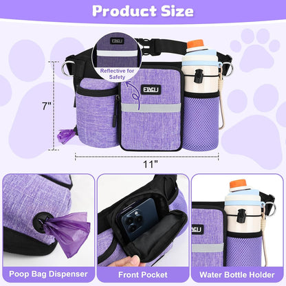 ETACCU Premium Hands Free Dog Leash for 2 Dogs, Adjustable Waist Belt Leash for Dog Walking, Purple (1 Dog Purple)
