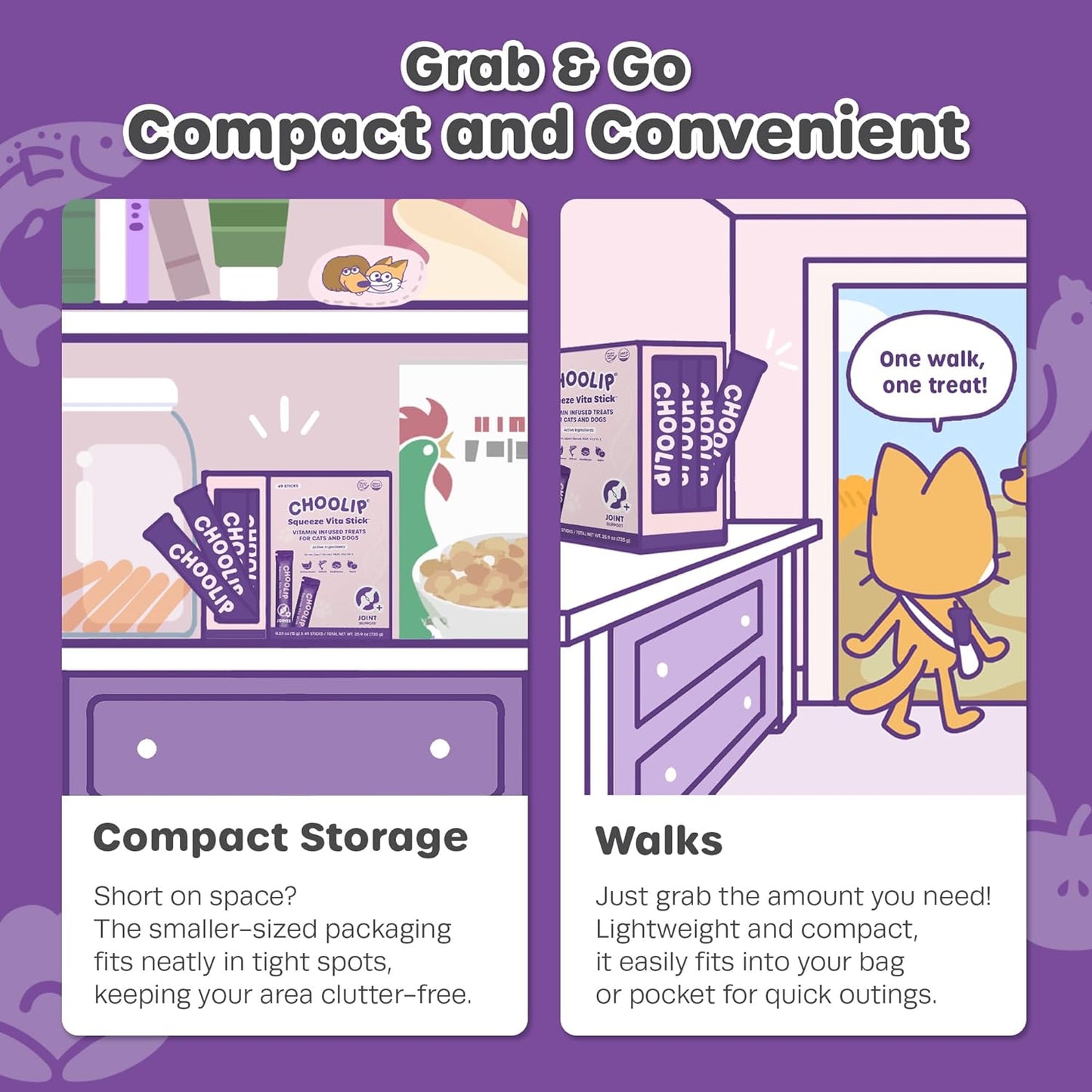 Choolip Squeeze Vita Stick Lickable Cat and Dog Treats, 49-Count Joint Support Variety Pack, Chicken and Salmon with MSM, Green-Lipped Mussel and Vitamin E