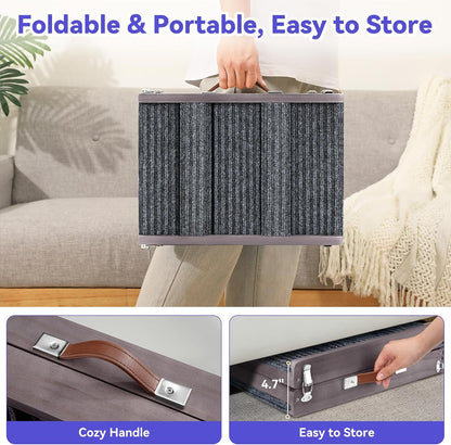 2025 Upgraded Dog Ramp for Couch, Foldable Small Dog Ramp for Low Bed, 4 Adjustable Height from 13'' to 21", Portable Stable Pet Step with Non-Slip Pad, Pet Ramps Use for Couch Stairs, Grey Purple