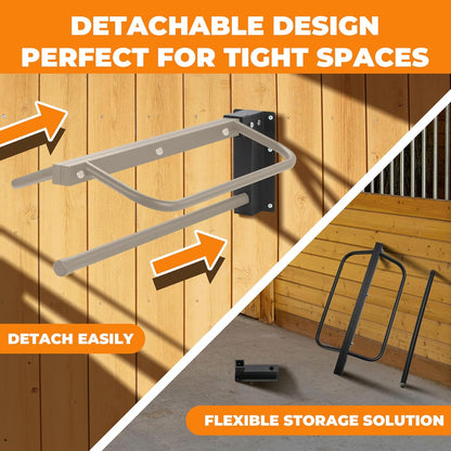 4 Pack Saddle Rack with Pad Bar,Heavy Duty Wall Mounted Saddle Rack, Saddle Stand Detachable for Western Style Saddles,Horse Tack Storage,Black