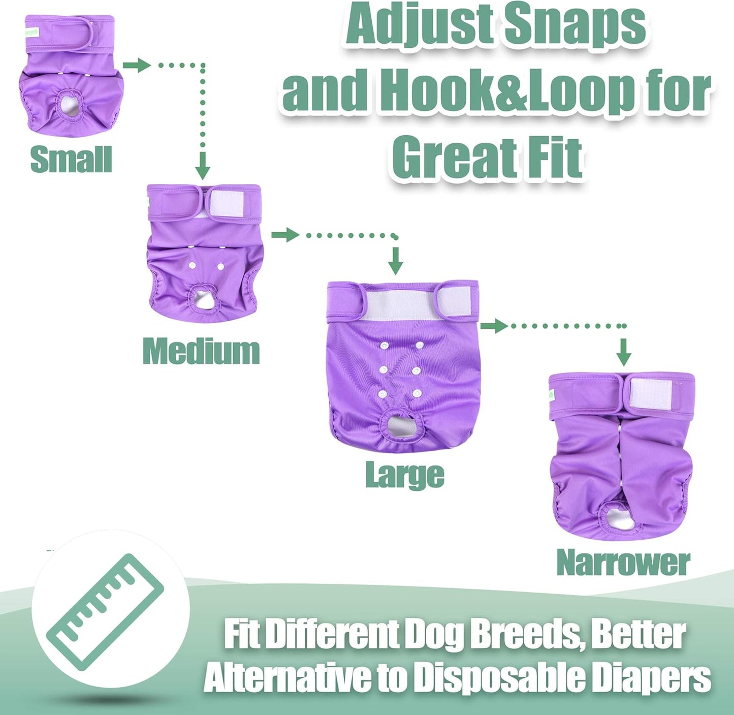 wegreeco Washable Reusable Premium Female Dog Diapers, Medium Large Small Dog Doggie Puppy & Doggy Diapers Female,Period Panties in Heat (Pack of 3, Medium)