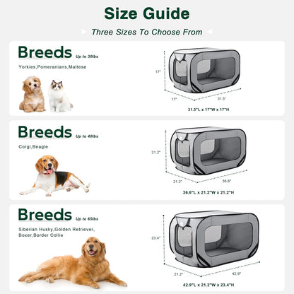 Love's Cabin 36in Portable Large Dog Bed - Pop Up Dog Kennel, Indoor Outdoor Crate for Pets, Portable Car Seat Kennel, Cat Bed Collection, Grey