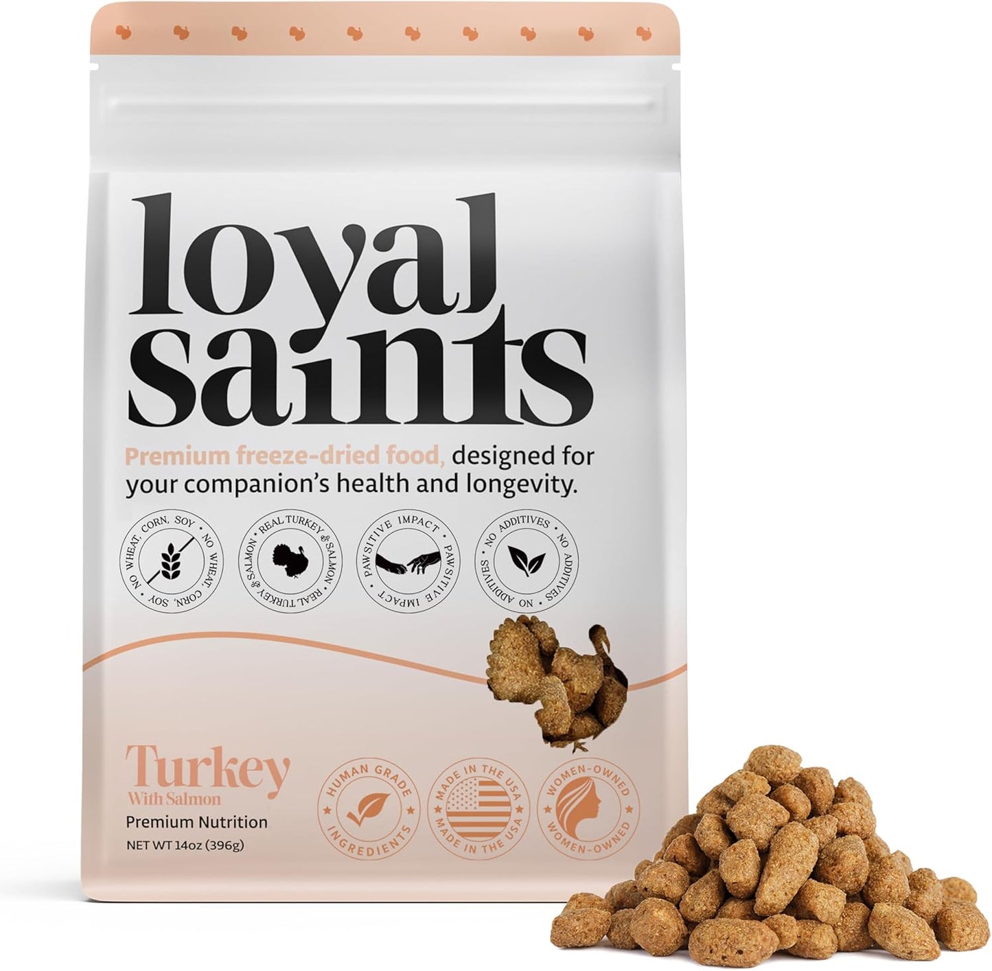 Freeze Dried Raw Dog Food - Premium Turkey and Salmon Flavor with High Protein and Grain Free Dog Food for All Breeds and Picky Eaters - Versatile as Meal Topper, Snack, and Treats, 14 Oz