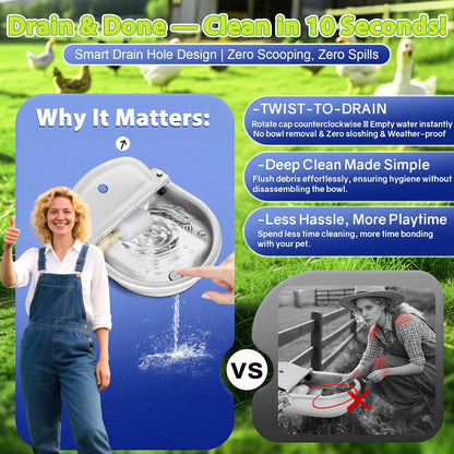 Automatic Animal Drinking Water Bowl with Drain Hole & Float Valve, 71" Extended Pipe, Stainless Steel Waterer Feeder Farm Dog Dispenser Kit Self Filling for Livestock Horse Goat Water Trough