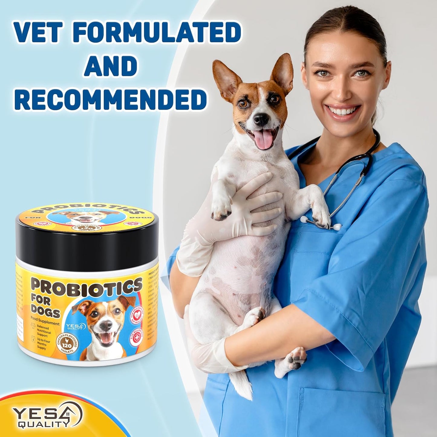 Dog Probiotics - Prebiotic & Probiotic Chews for Dogs - May Support Immunity, Digestive & Gut Health, Diarrhea, Flatulence Relief & Upset Stomach - 120 Chicken Flavored Tablets