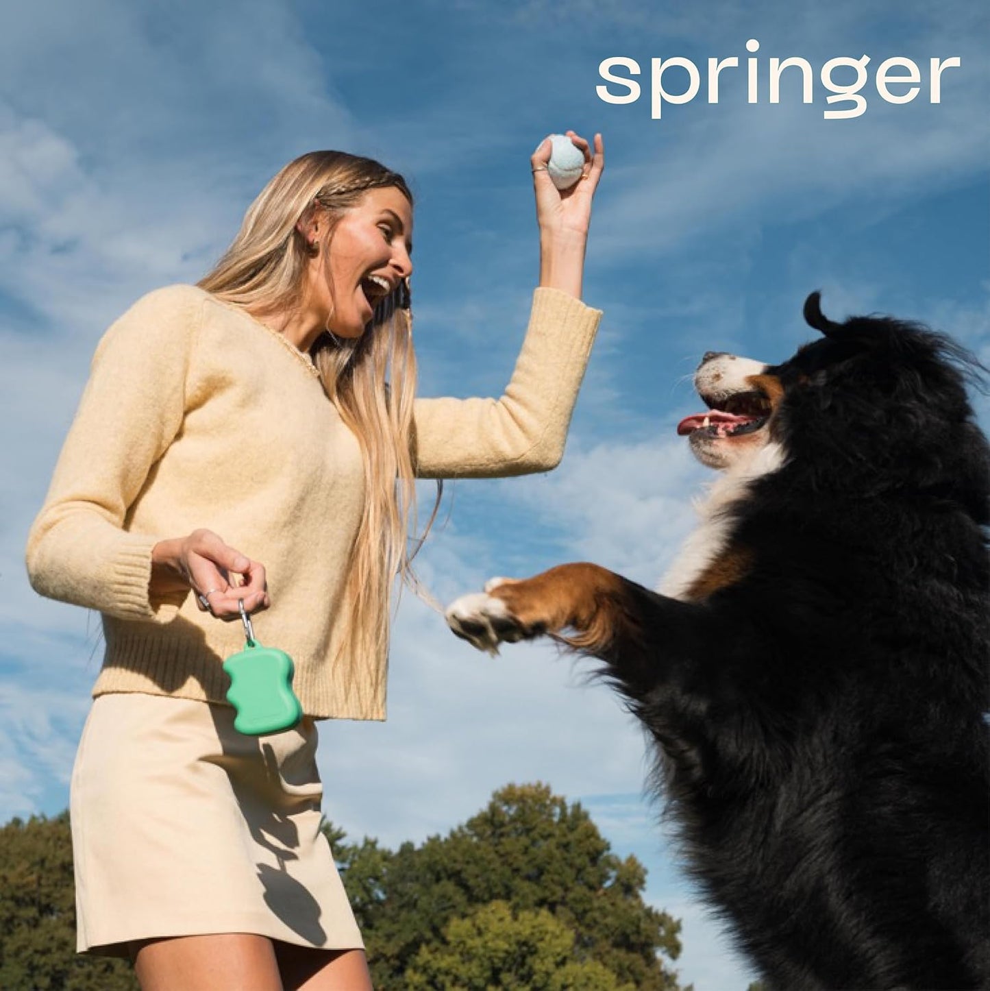 Springland by Springer Dog Treat Pouch for Effort-Free Squeeze Dispensing - Easy-Fill, Food-Grade Silicone Treat Pouches for Pet Training - Includes Carabiner-Black
