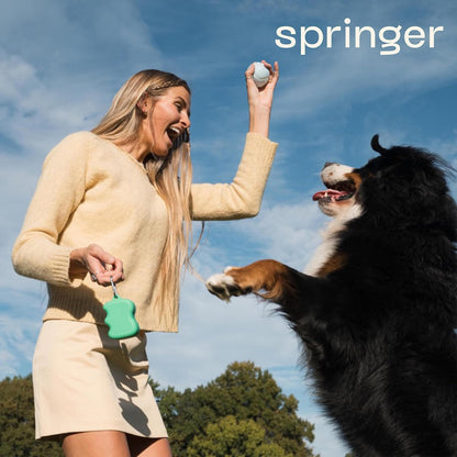 Springland by Springer Dog Treat Pouch for Effort-Free Squeeze Dispensing - Easy-Fill, Food-Grade Silicone Treat Pouches for Pet Training - Includes Carabiner-Black