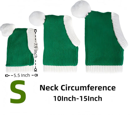 Christmas Pet Knit Hat & Neck Gaiter - Warm Winter Dog Cat Hat, Festive Santa Pets Beanie, Soft Knitted Pet Neckwear for Small Medium Large Dogs&Cats (Green, Small)