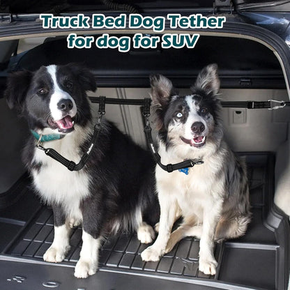 PetBonus Truck Bed Dog Leash, Dog Truck Tether Tie Down, Adjustable Safety Out Leash, Comfortable Pick-Up Bed Restraint Lead, Ratchet Tightening Pet Car Harness Belt, Single Lead (Black)