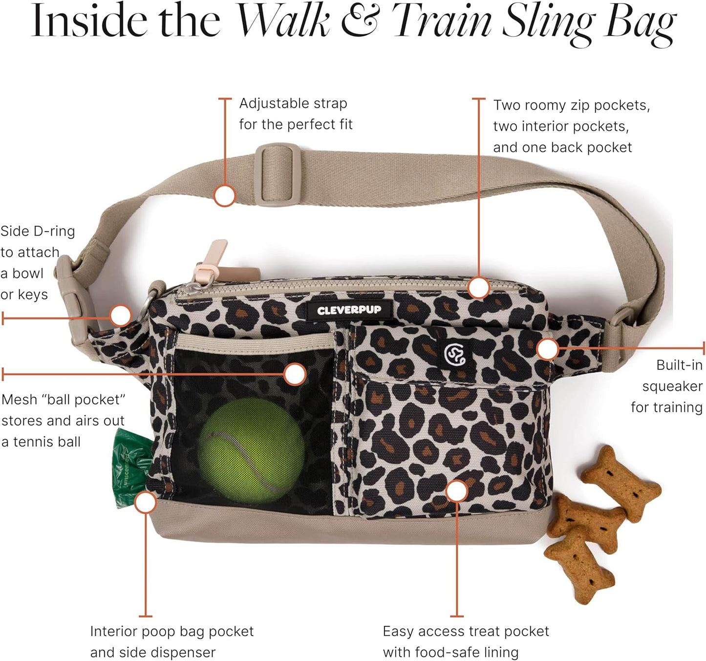 Training Sling & Snackpack Double Insulated Treat Pouch in Leopard