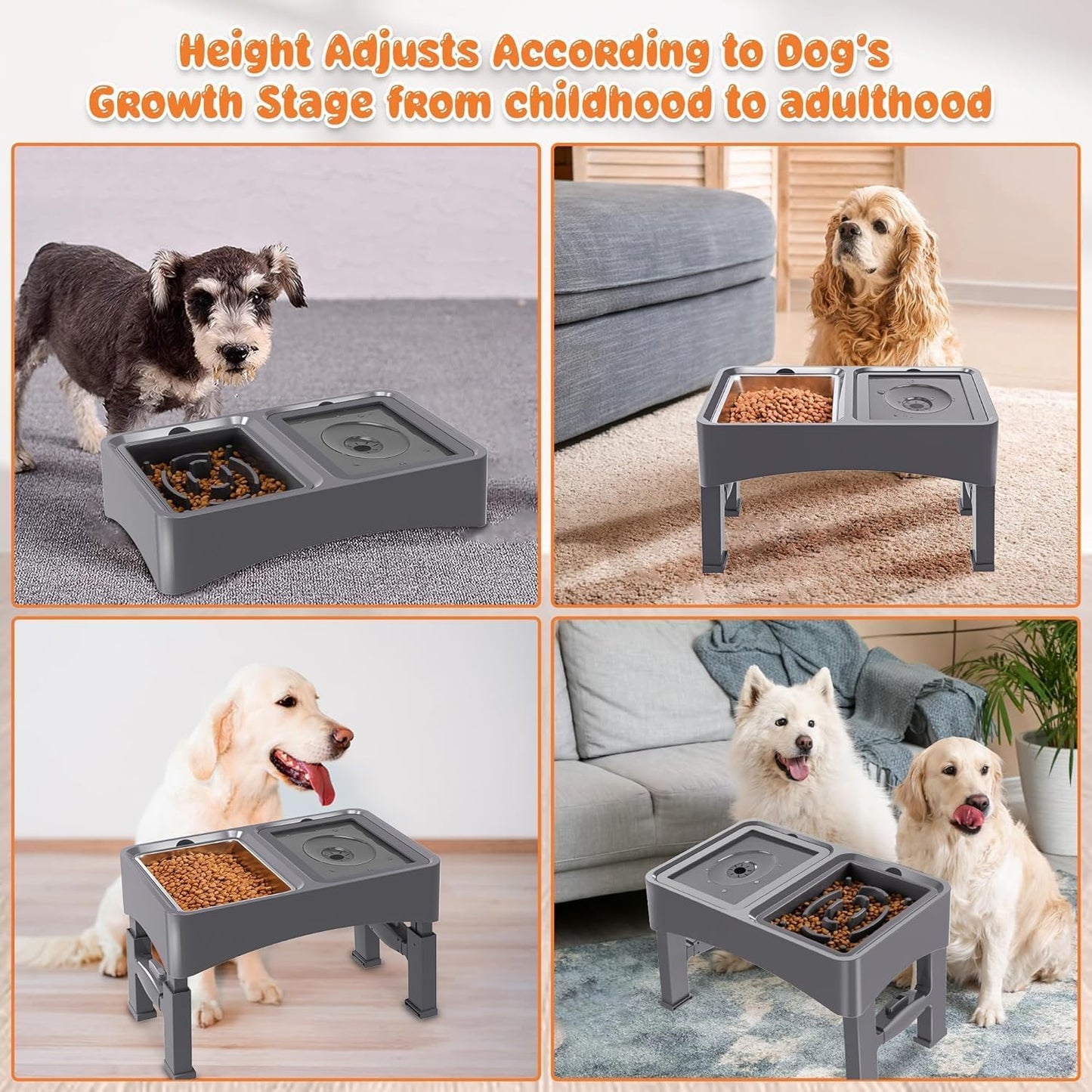 Decflow 1PCS Slow Feeder Dog Food Bowls for Medium Large Dogs, Grey