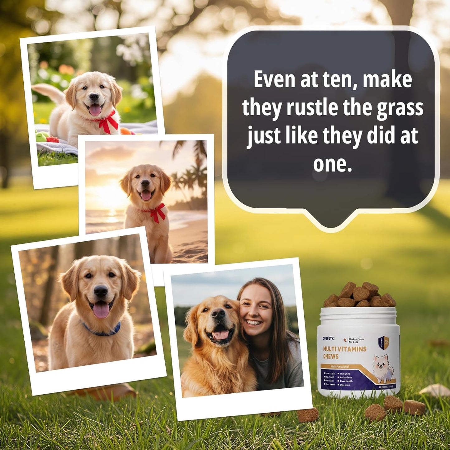 Dog Multivitamin Chewable Dog Vitamins and Supplements with MSM & Glucosamine, Omegas 3 for Gut Health Joint Support Skin & Coat Heart Health Digestion Immune System - Chicken Flavored, 90 Ct