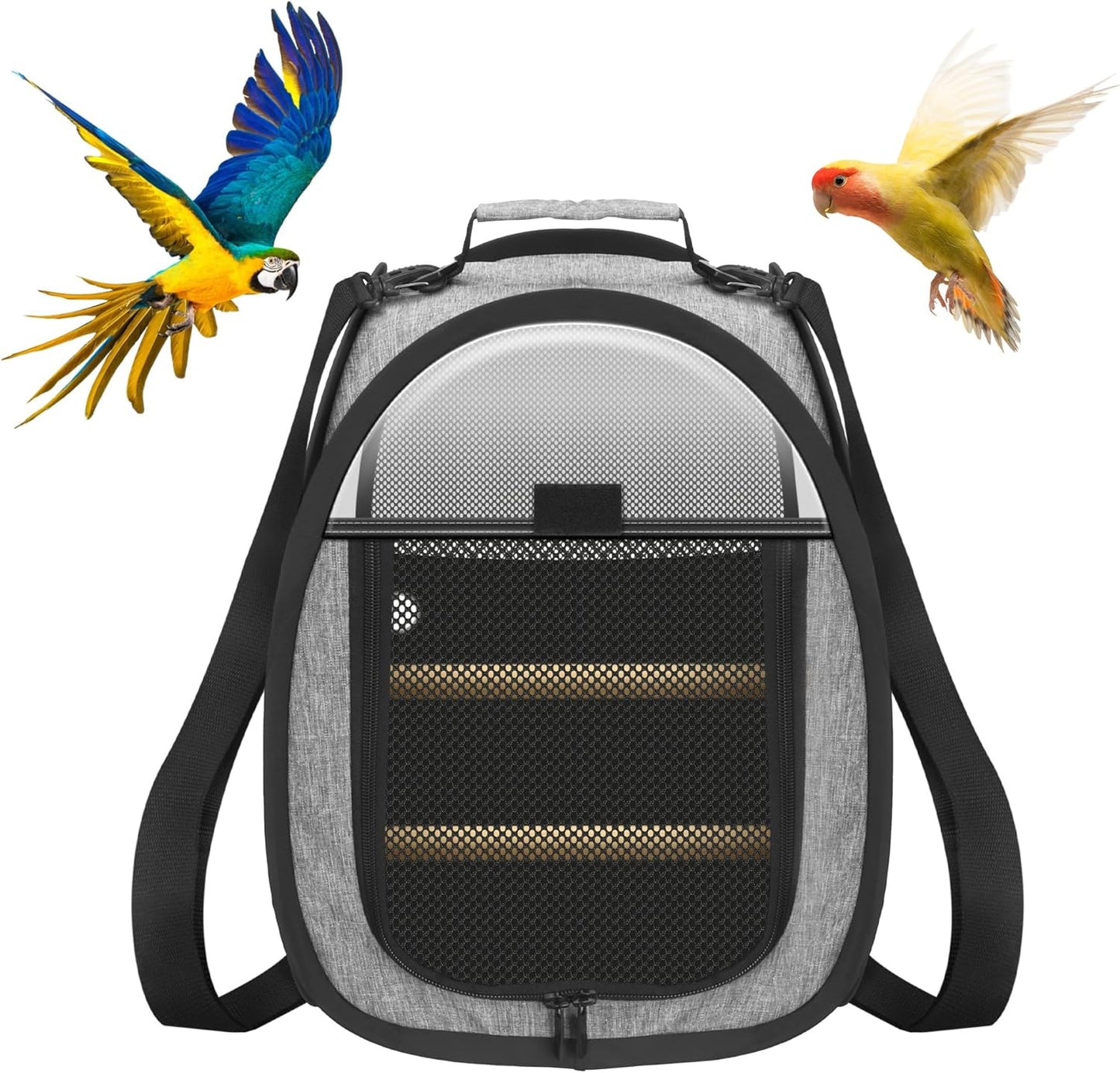 Akinerri Birds Travel Carrier, Small Bird Travel Bag, Transparent Breathable Travel Cage Bird Parrot Carrier, Include Perch and Bottom Tray