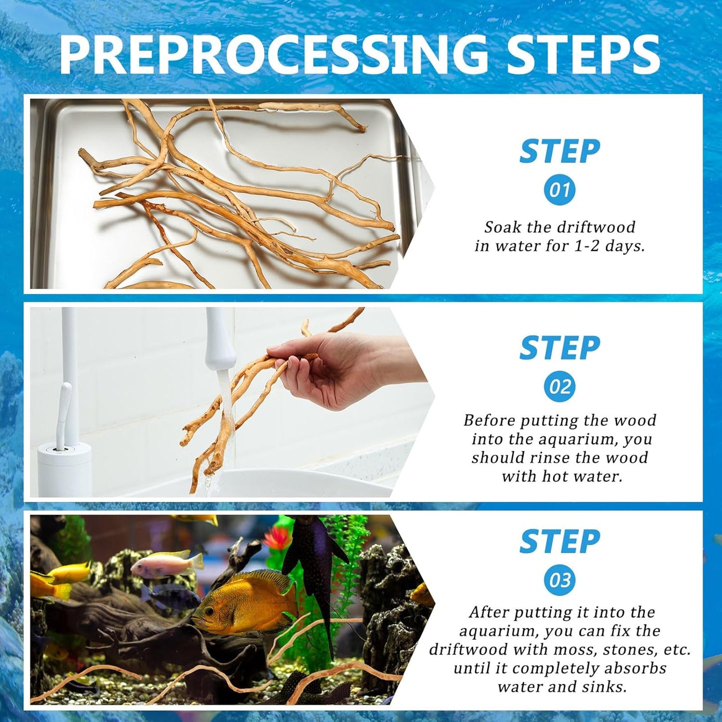 150g Natural Driftwood for Aquarium 12''-16'' Reptile Branches Terrarium Wood Long Driftwood for Aquarium Assorted Shapes Natural Decor