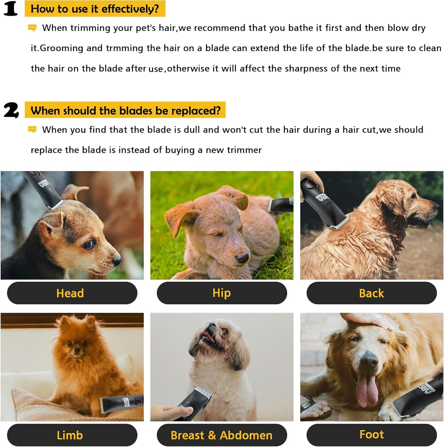 10# Pet Grooming Clipper Replacement Blades, Detachable Blade Compatible with Andis/wahl/Oster Dog Clippers,10 Blade 1/16-inch, Made of Ceramic & Stainless Steel Blade