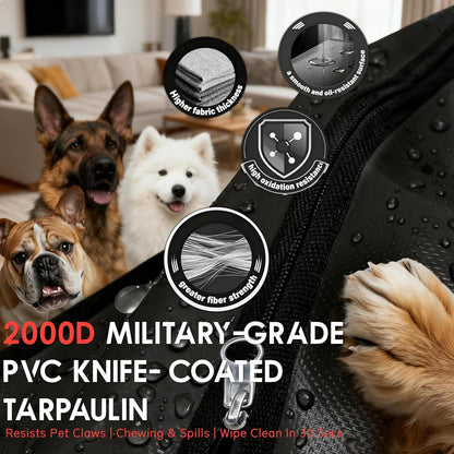 Dog Crate Cover,Fits Most 42-inch Dog Crates,Unique Knife Cloth (More Durable and Heavy Duty)+ EVA Transparent Material,with Waterproof Sunshade Cover,Waterproof Dog Kennel Cover,Black(Cover Only)