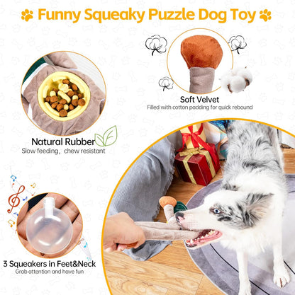 2Pcs Slow Feeder Dog Bowl Insert & Puzzle Plush Duck Toy Set - Prevent Bloat, Aid Digestion, Food-Safe Silicone Bowls,Interactive Dog Bowl for Slow Eating and Keep Busy(Blue + Green)