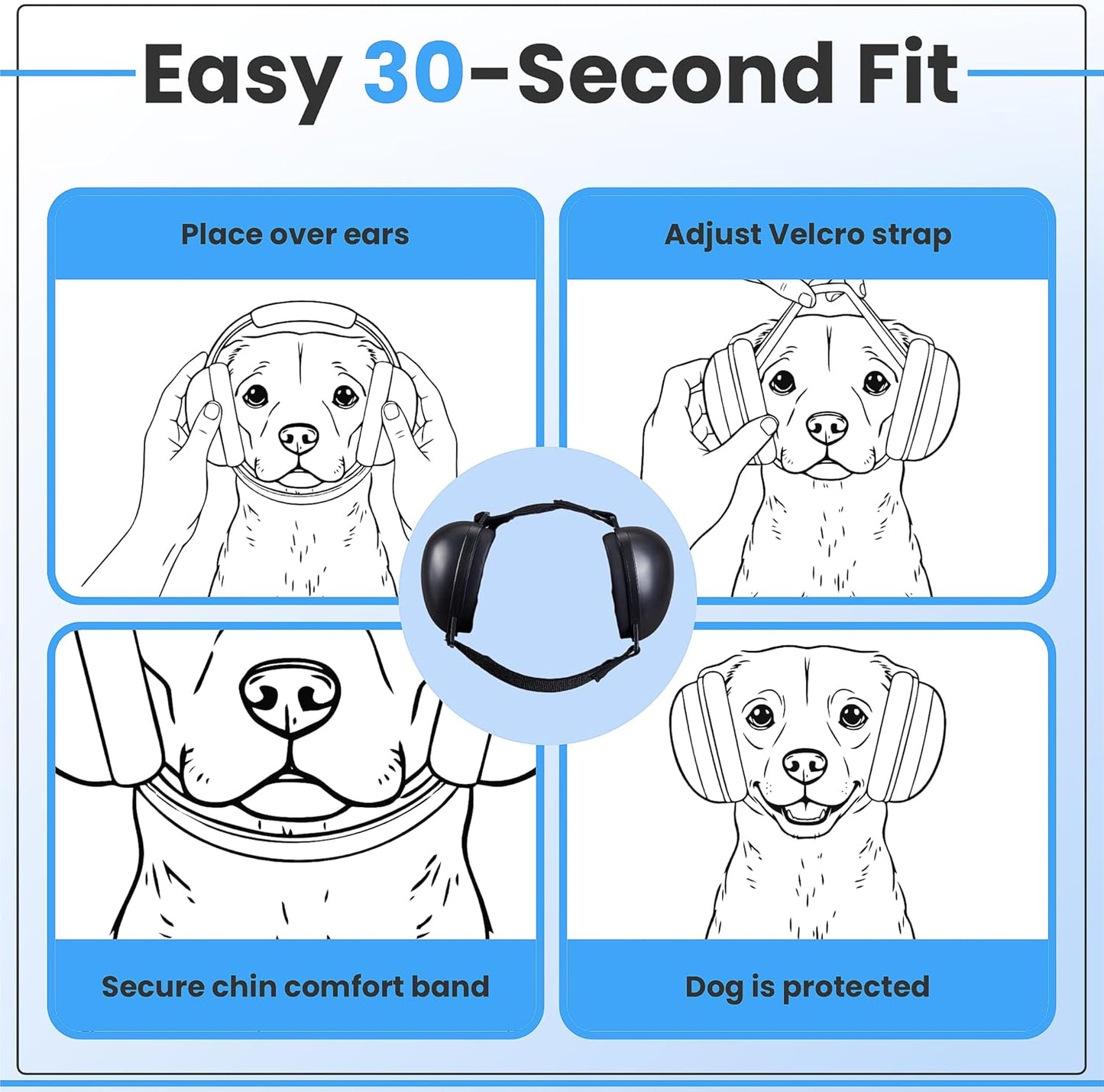 Dog Ear Muffs Noise Protection for Medium & Large Dogs – 29 dB Hearing Protection from Fireworks, Thunder & Noise