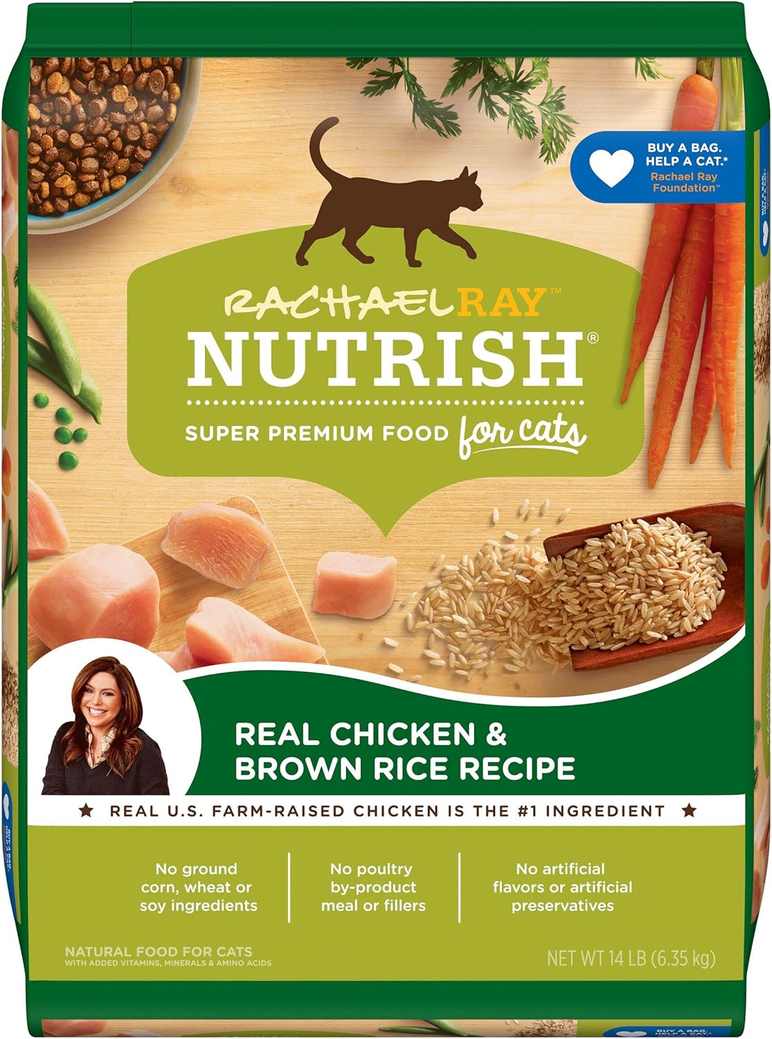 Rachael Ray Nutrish Chicken & Brown Rice 14 Pounds Dry Cat Food + Chicken Lovers Variety Pack 2.8 Ounce (Pack of 12) Wet Cat Food Bundle