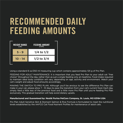 Purina Pro Plan Sensitive Skin and Stomach Adult Cat Food Salmon and Rice Formula - 7 lb.