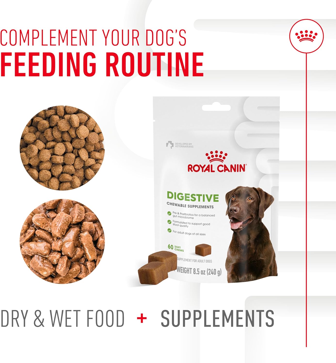 Royal Canin Digestive Dog Supplement Soft Chews for Adult Dogs, 60 Count