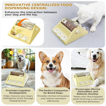 Paw-Activated Rolling Puzzle Game Toy Level 2 in 1 Puppy Treat Toys Capacity 14oz Slow Feeder Adjustable Interactive Food Dispenser for Small/Medium Dogs Brain Mental Stimulation Healthy Eating