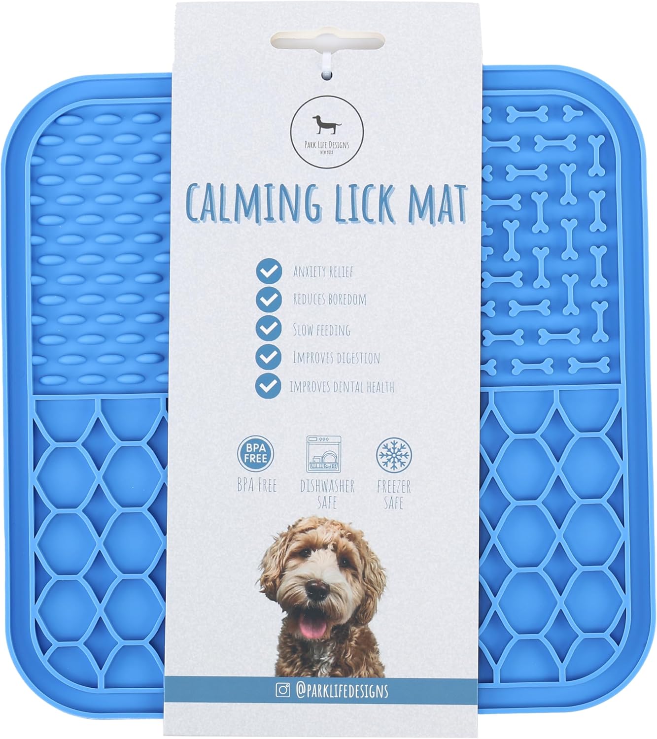 Park Life Designs Calming Lick Mat, 9-Inch, Silicone, Dark Blue