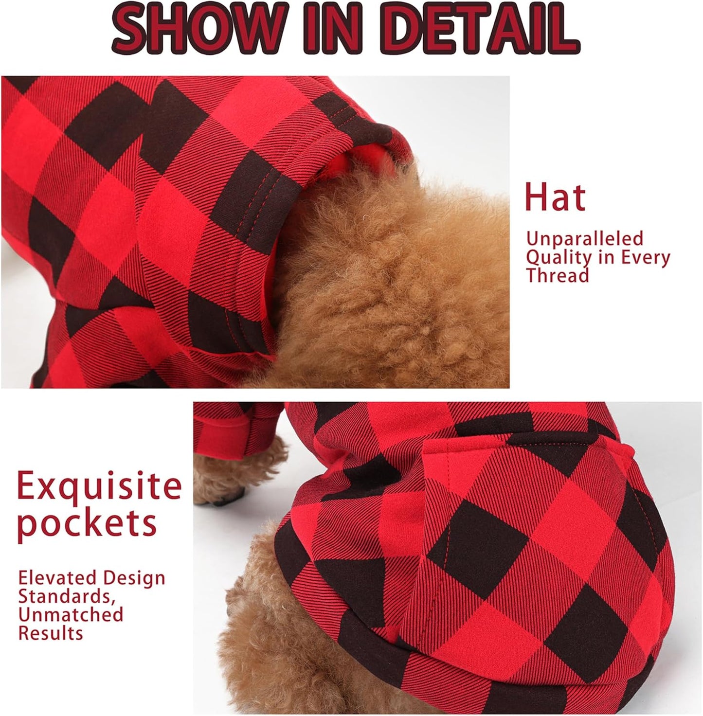 Plaid Dog Hoodie: Premium Polycotton Fabric Dog Clothes with Back Pocket and Leash Hole, Dog Sweatshirt for Small, Medium, & Large Dogs ¨C Stylish and Functional for All Occasions Blue XS