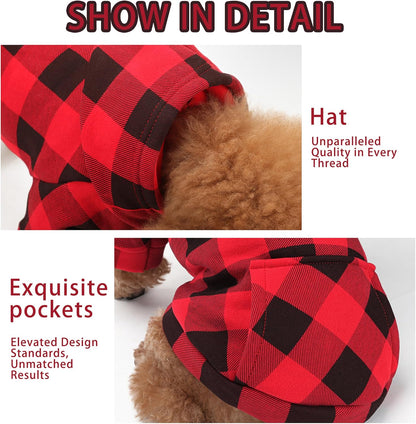 Plaid Dog Hoodie: Premium Polycotton Fabric Dog Clothes with Back Pocket and Leash Hole, Dog Sweatshirt for Small, Medium, & Large Dogs ¨C Stylish and Functional for All Occasions Blue XS