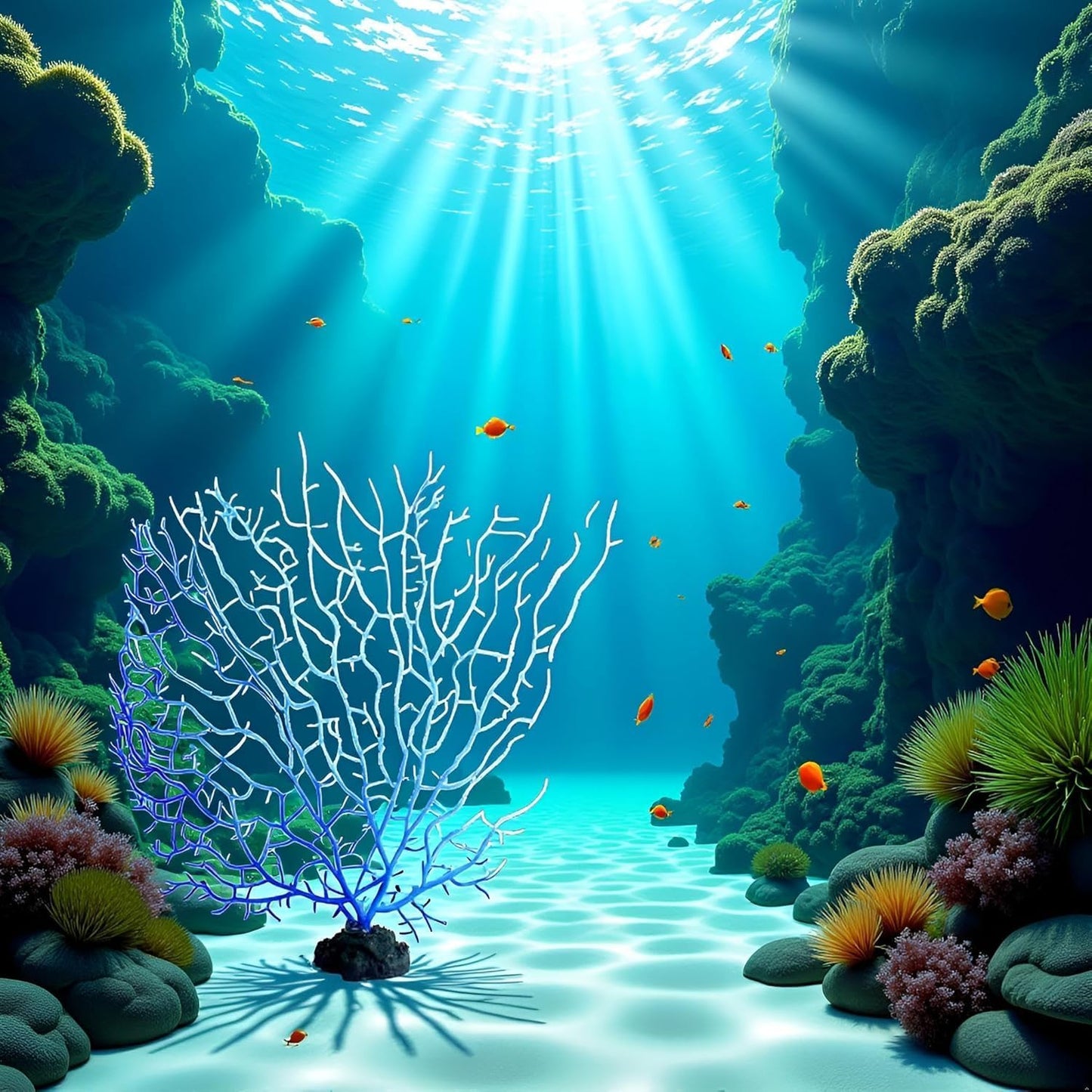 Blue Artificial Coral Branch Aquarium Decoration, Faux Ornament Fish Tanks Landscape Sea Fan Decorations Artificial Coral Branch Aquarium Décor