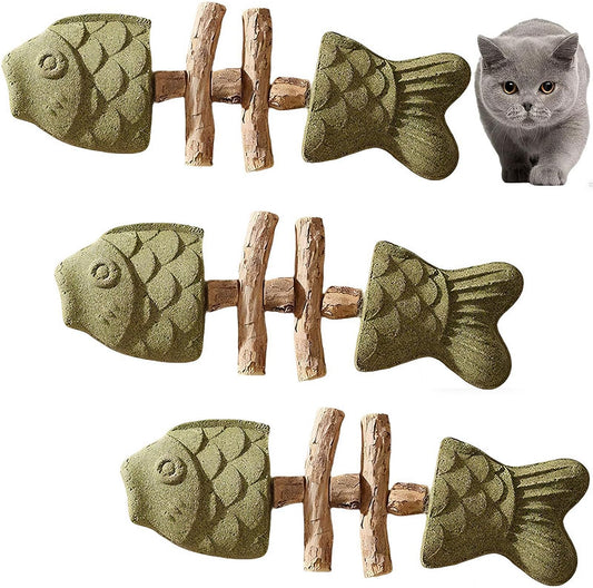 Purrident - Fix Cat Dental Health, Natural Dental Chew for Cats, Fishbone Shape Cat Teething Toy with Catnip, Durable Feline Tooth Care Tool for Indoor & Adult Cats (3PCS-D)