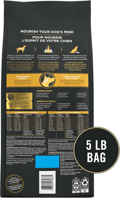 Purina Pro Plan Senior Dog Food With Probiotics for Dogs, Bright Mind 7+ Chicken & Rice Formula - 5 lb. Bag