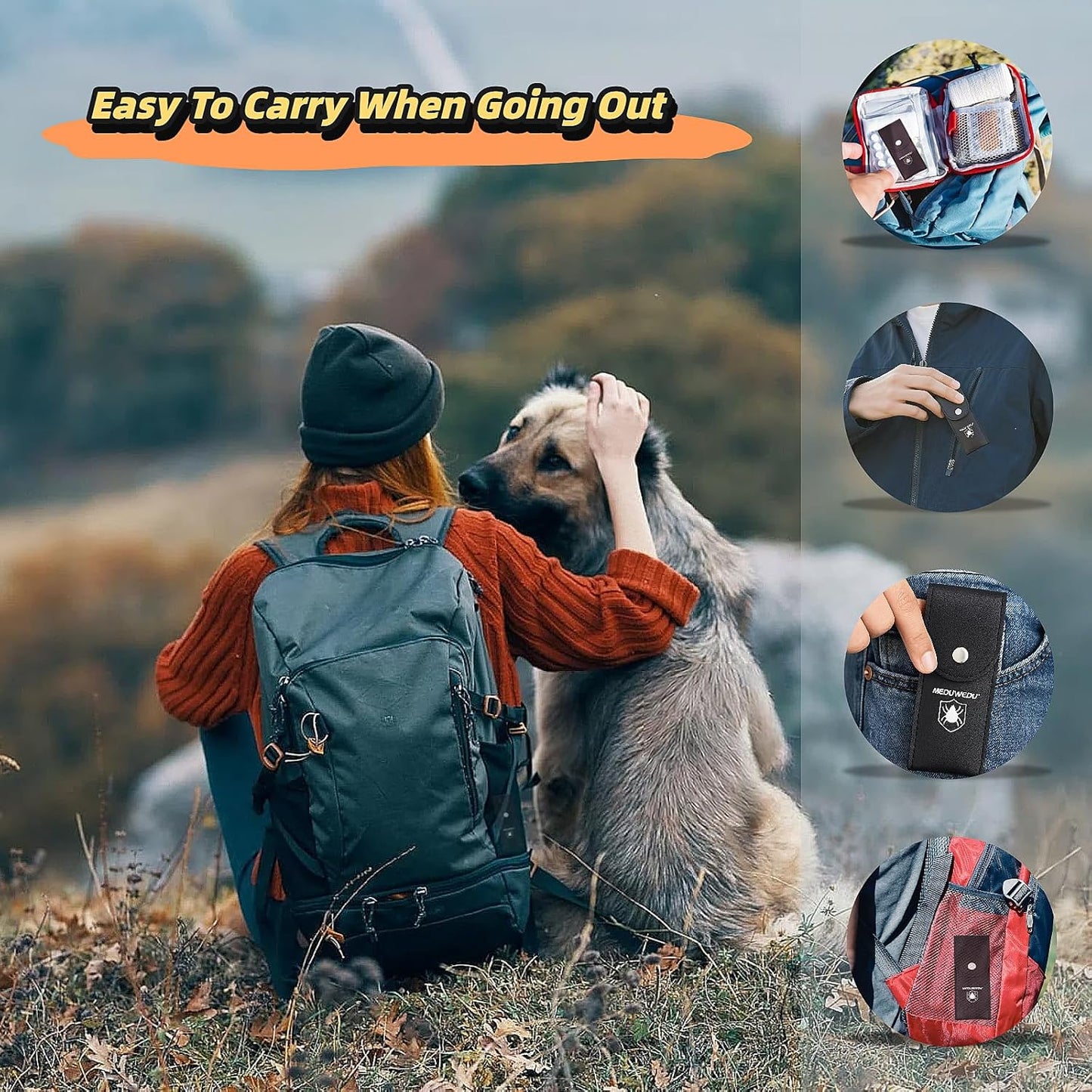 Tick Removal Tool Kit for Dogs, Cats & Humans – Stainless Steel Tick Tweezer, Fork & Dual-Head Clamp with Leather Pouch, Safe & Easy Tick Remover for Pets, Ideal for Grooming & Outdoor Travel