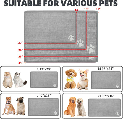 PUPTECK Dog Food Mat, Absorbent Pet Cat Feeding Mat for Food and Water Bowls, Anti-Slip Dog Placemat for Floors Waterproof, Pet Supplies Accessories, Grey Paw S