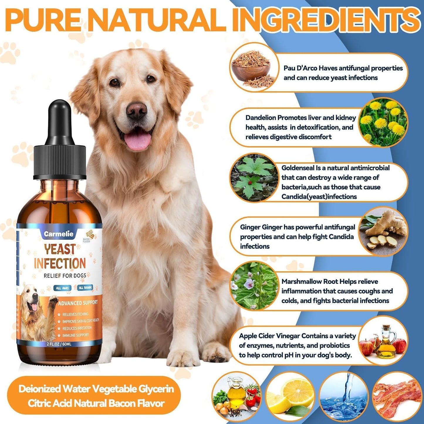 Flea and Tick Support for Cats & Natural Yeast Relief for Dogs, Natural Liquid Drops for All Breeds, Kittens to Senior Cat