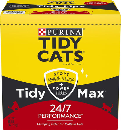 Purina Tidy Cats Clumping Cat Litter, Tidy Max 24/7 Performance Multi Cat Litter - 38 lb. Box